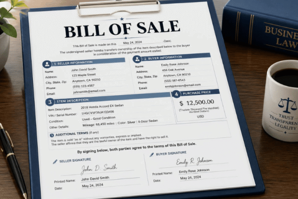 Bill of Sale in Canada: What It Proves, What to Include, How to Write One, and the Provincial Rules Buyers and Sellers Need to Know in 2026