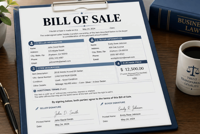 Bill of Sale in Canada: What It Proves, What to Include, How to Write One, and the Provincial Rules Buyers and Sellers Need to Know in 2026