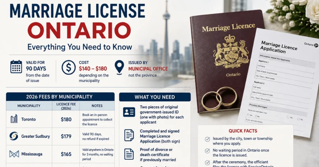 Marriage Licence Ontario 2026: Fees, Requirements, Cities, and How to Apply