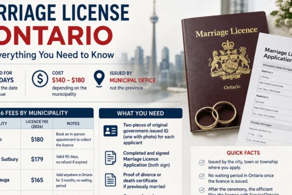 Marriage Licence Ontario 2026: Fees, Requirements, Cities, and How to Apply