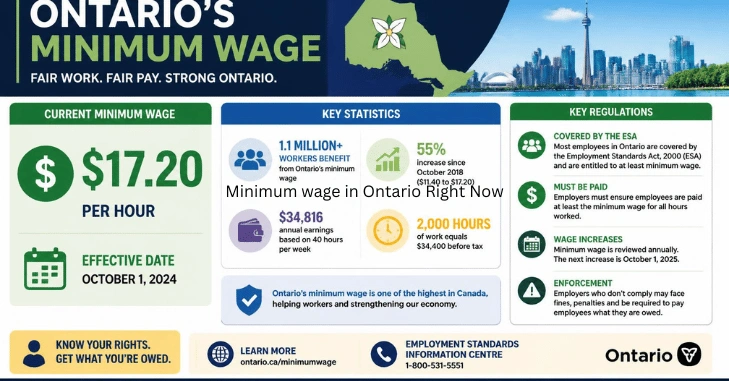 Minimum wage in Ontario Right Now