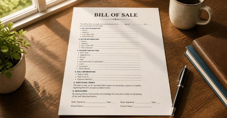 What a Bill of Sale Should Include